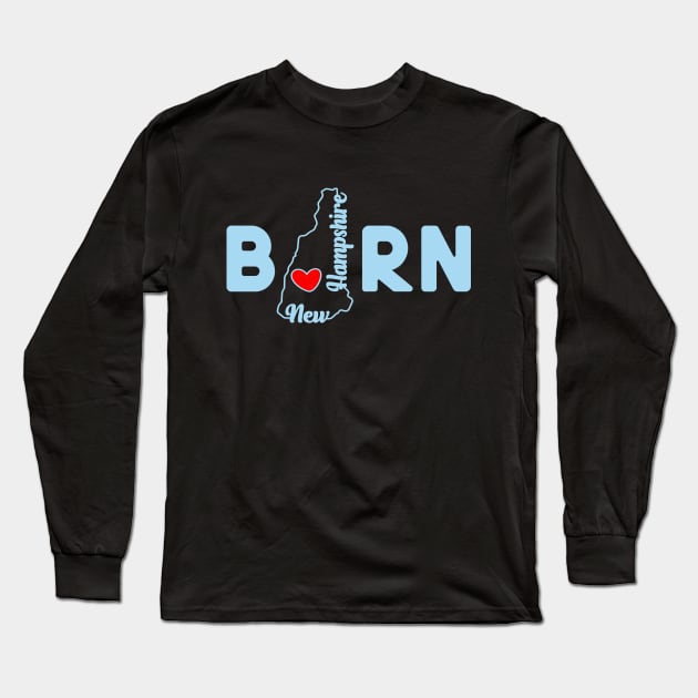 New Hampshire Born with State Outline of New Hampshire in the word Born Long Sleeve T-Shirt by tropicalteesshop
